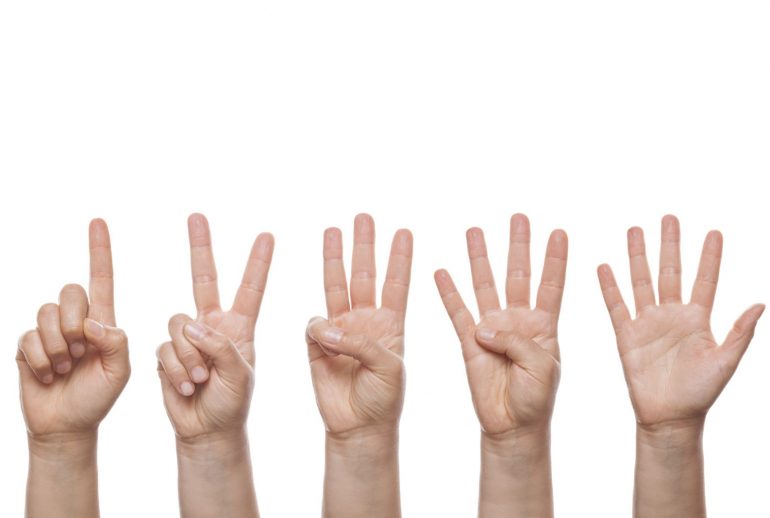 Counting Hands isolated over white background