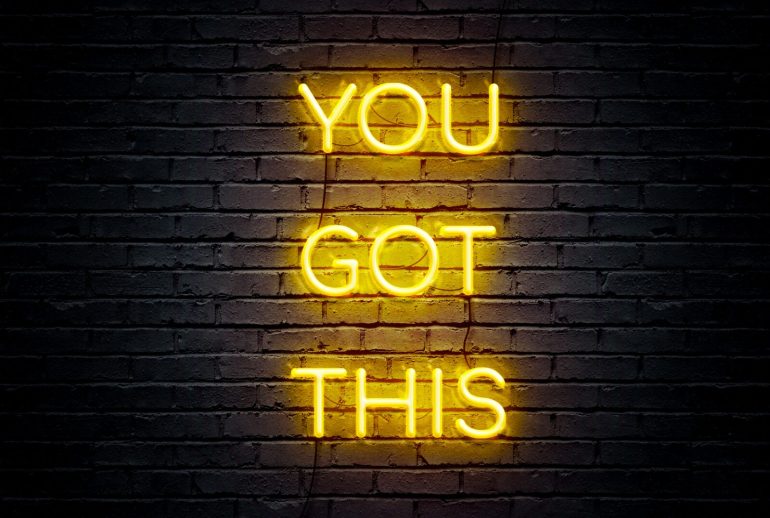 Yellow,Neon,Sign,Motivational,Quote,With,Brick,Wall,Background.,You