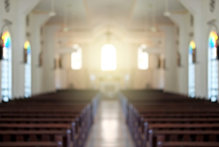 Blurred,Background,Of,A,Surreal,Illuminated,Church,Aisle.